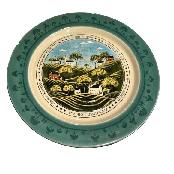 Vintage Otagiri Warren Kimble 8” Plates American Folk Art Signed PAIR - Picture 2 of 10
